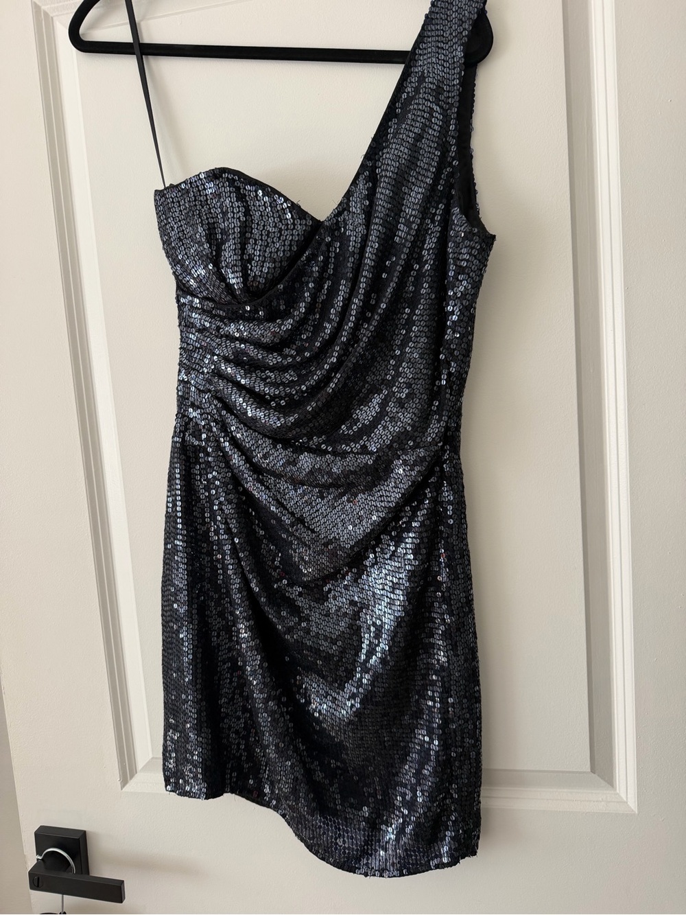 Parker Navy Sequin One-Shoulder Cocktail Dress